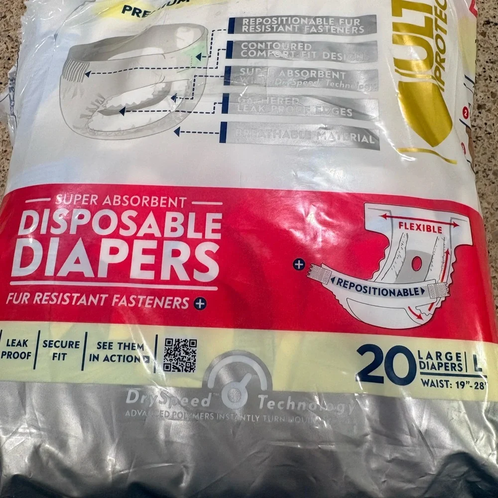 New but opened dog Disposable Diapers - Large, Super Absorbent -